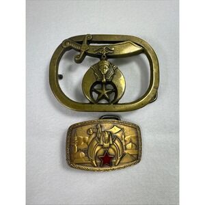 Vintage Solid Brass Baron & Harry Klitzner Masonic‎ Belt Buckle Lot 1980/1981